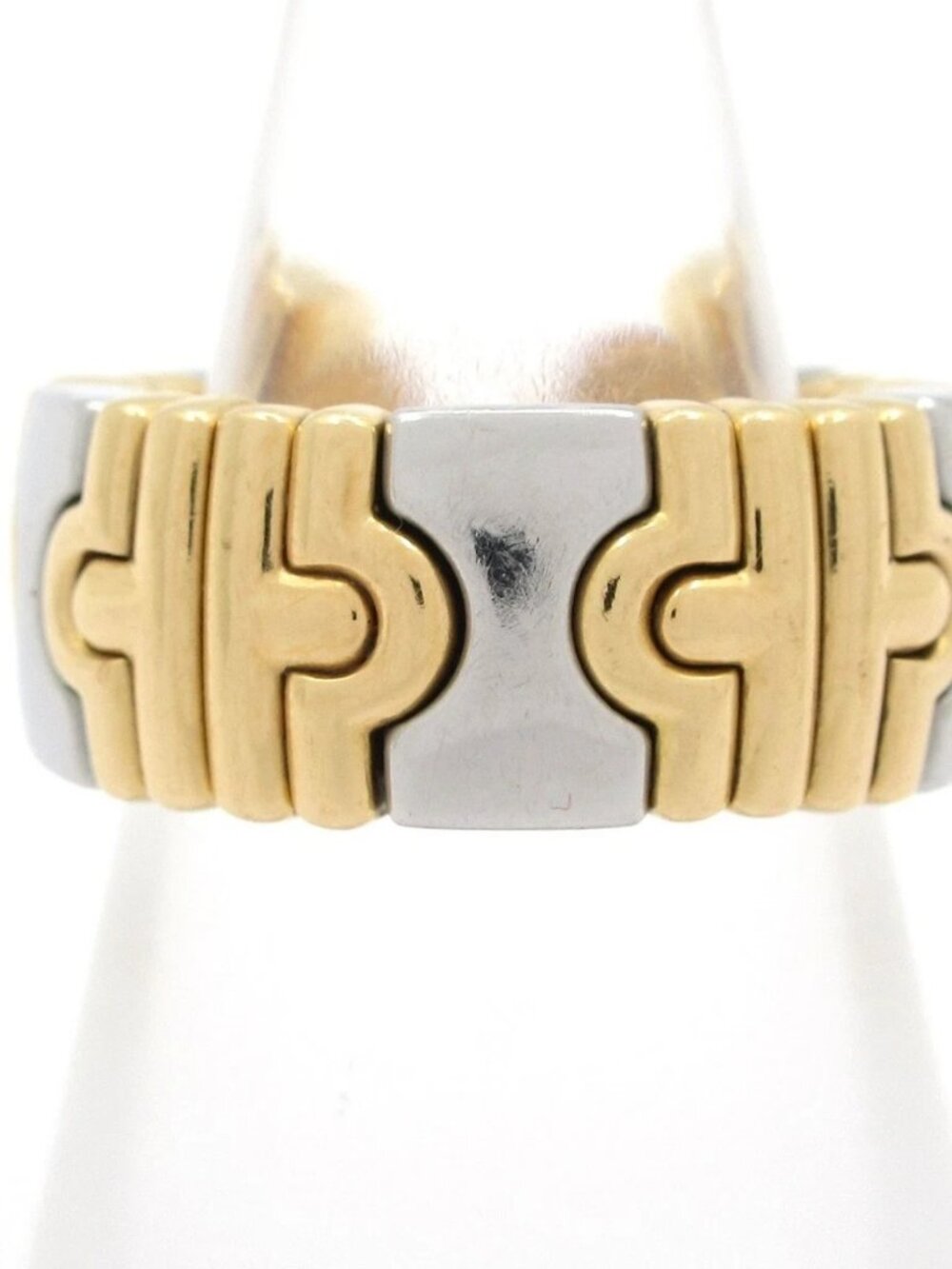 BVLGARI Parentesi - 18K Yellow Gold Silver Stainless Steel Ring #5 3/8
